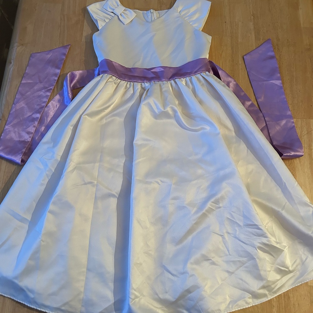 Girls 7 fancy occasion, American girl dress white and purple sash